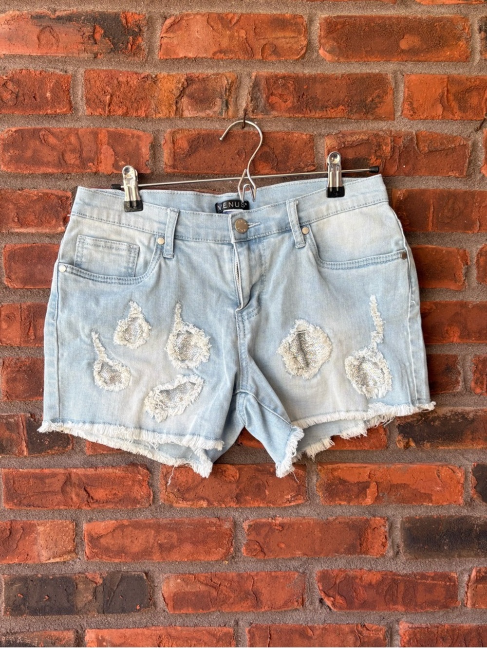 VENUS Light Blue Distressed Denim Cutoff Shorts